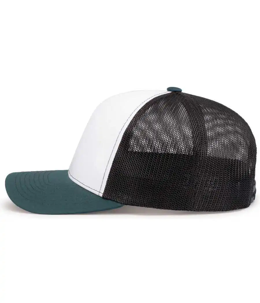 Pacific Headwear 104s Contrast Stitch Trucker Snapback White Light Charcoal Dark Teal / 7’’ 7 7/8’’