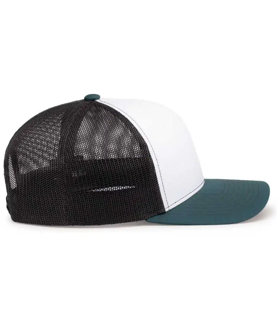 Pacific Headwear 104s Contrast Stitch Trucker Snapback White Light Charcoal Dark Teal / 7’’ 7 7/8’’