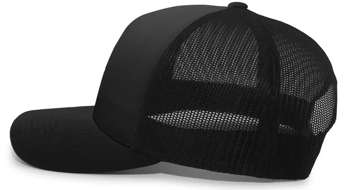 Pacific Headwear 105c 5 Panel Trucker Snapback Cap Black / 7’’ 7 7/8’’