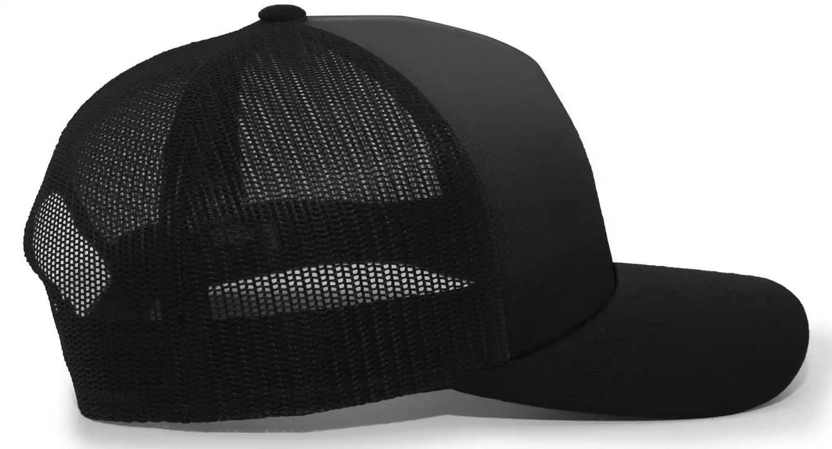 Pacific Headwear 105c 5 Panel Trucker Snapback Cap Black / 7’’ 7 7/8’’