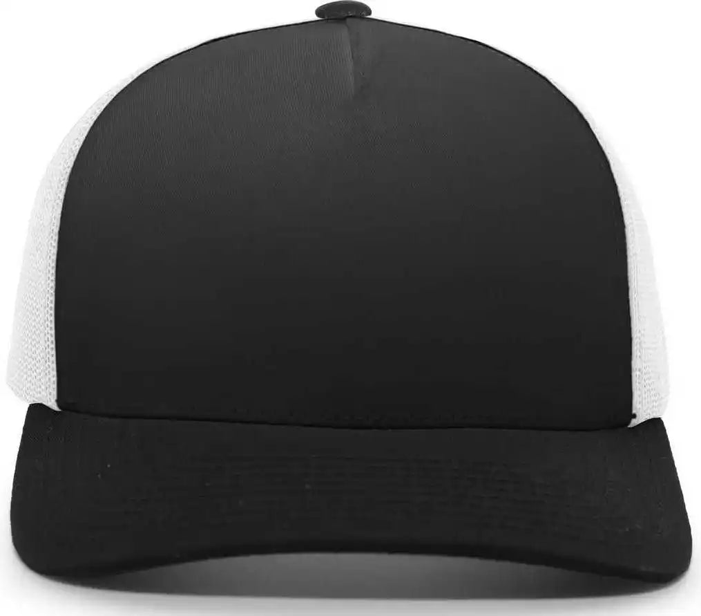 Pacific Headwear 105c 5 Panel Trucker Snapback Cap Black White / 7’’ 7 7/8’’