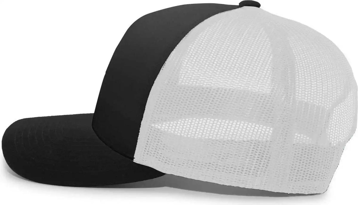 Pacific Headwear 105c 5 Panel Trucker Snapback Cap Black White / 7’’ 7 7/8’’