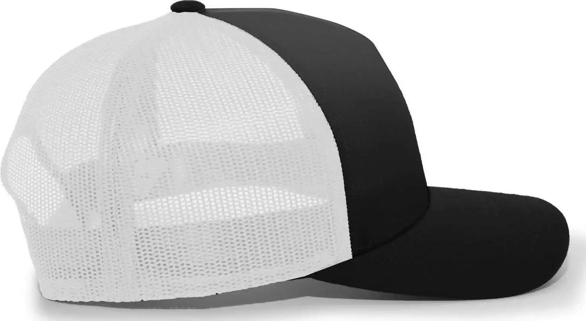 Pacific Headwear 105c 5 Panel Trucker Snapback Cap Black White / 7’’ 7 7/8’’