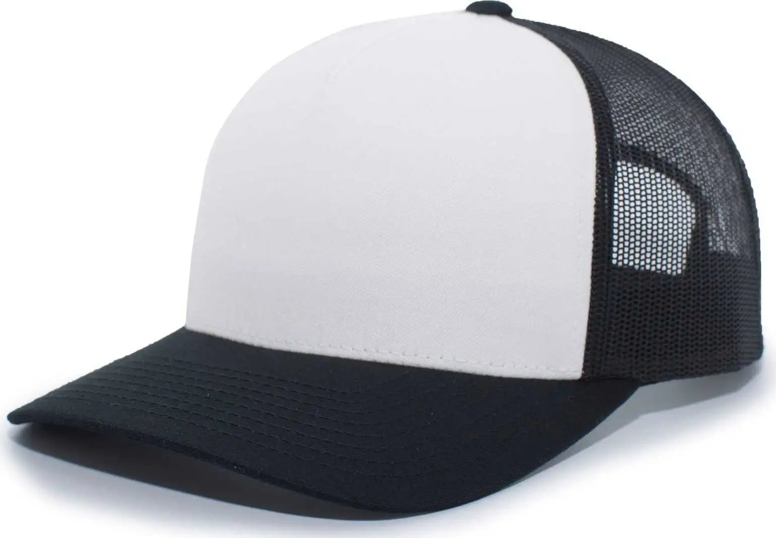 Pacific Headwear 105c 5-panel Trucker Snapback Cap - Black White - 7’’ - 7 7/8’’