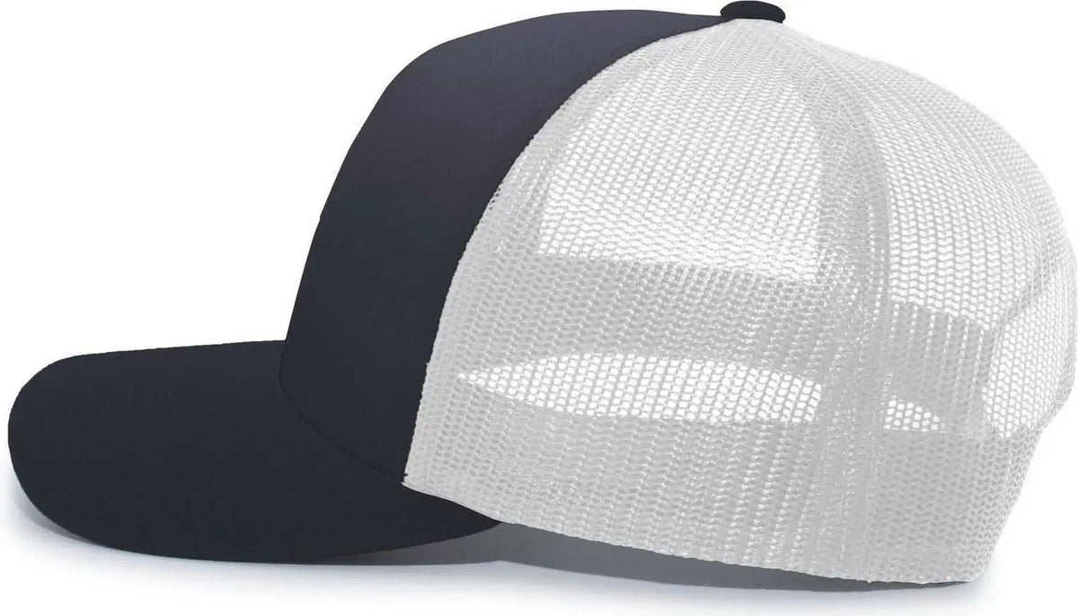 Pacific Headwear 105c 5-panel Trucker Snapback Cap - Navy White