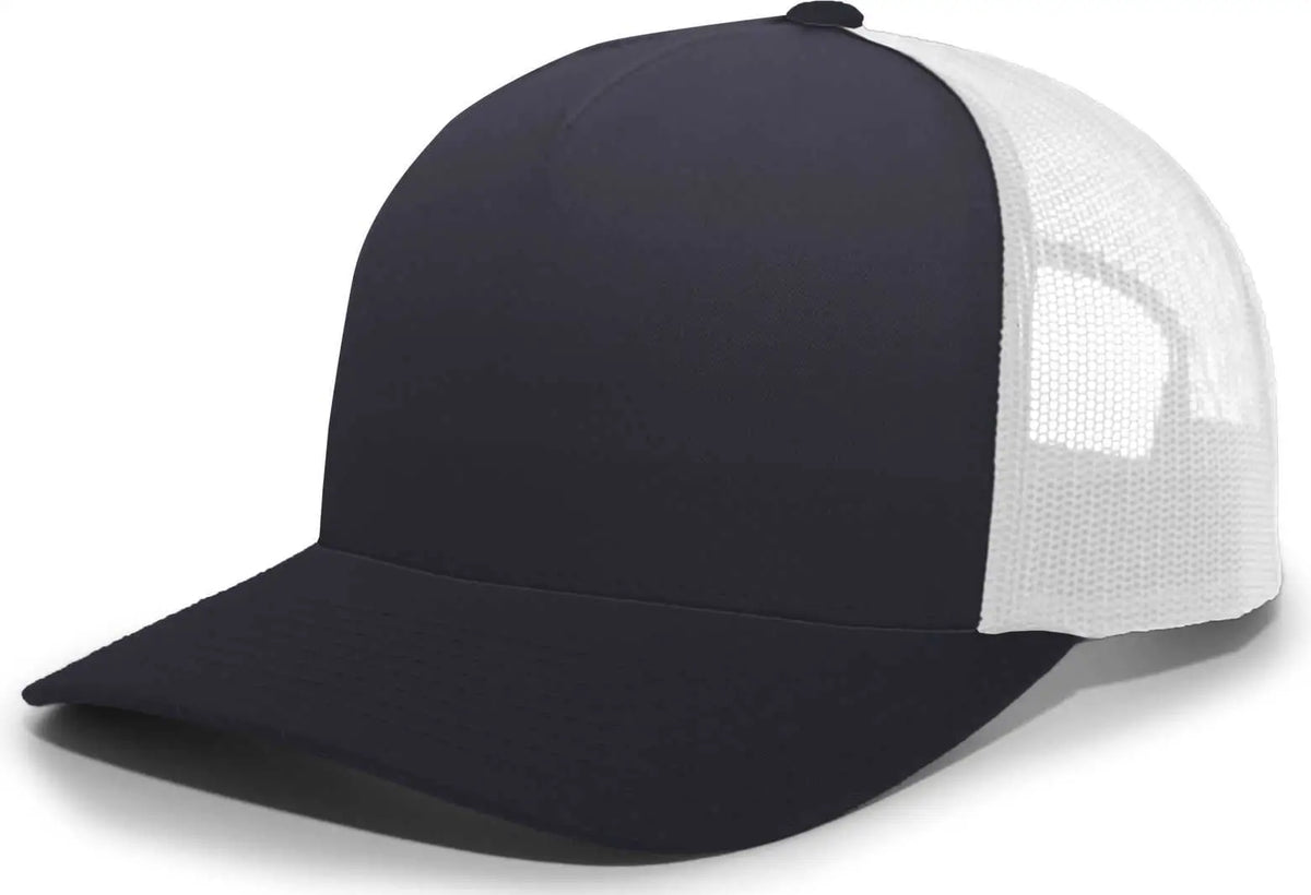 Pacific Headwear 105c 5-panel Trucker Snapback Cap - Navy White
