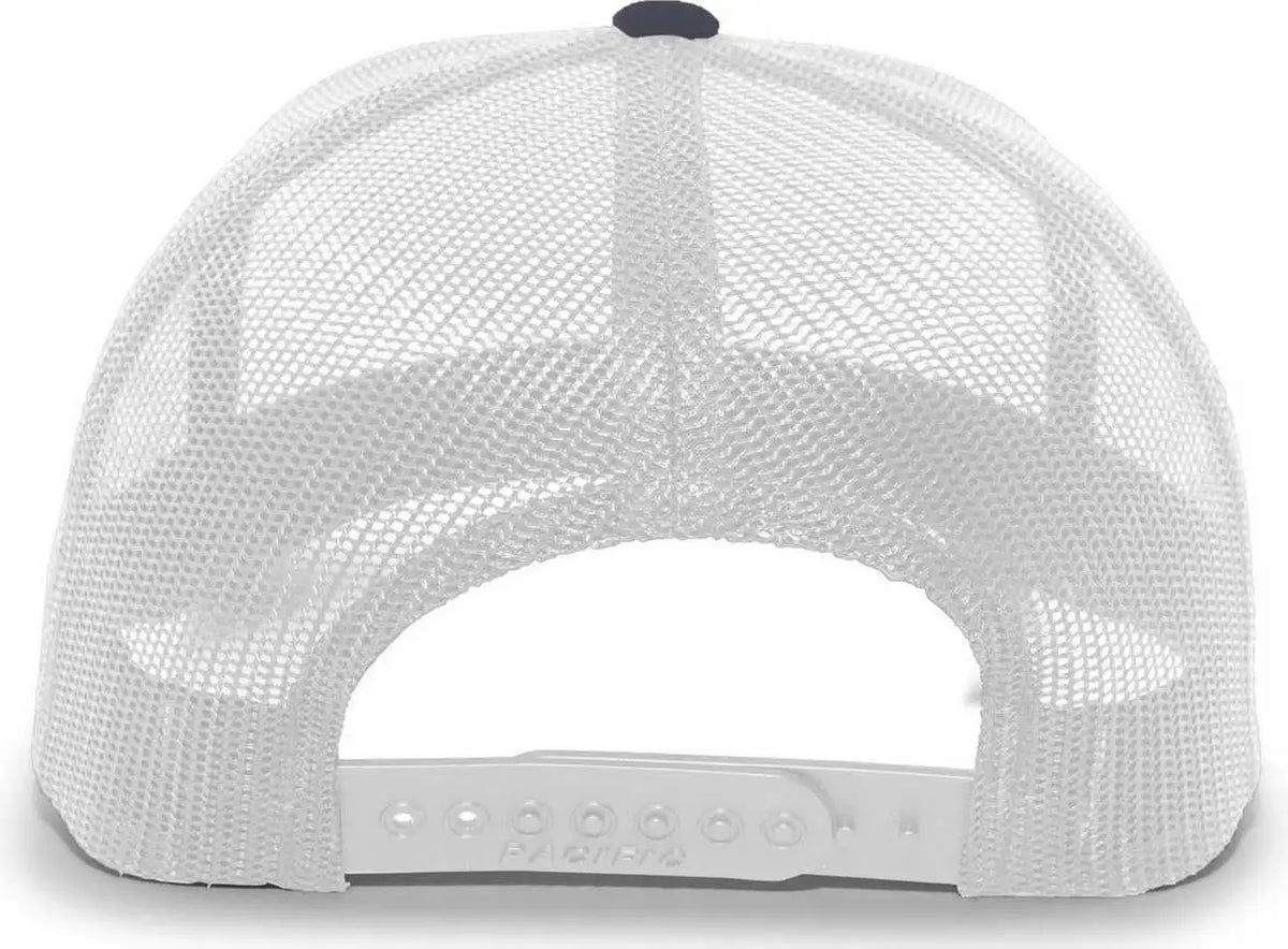 Pacific Headwear 105c 5-panel Trucker Snapback Cap - Navy White