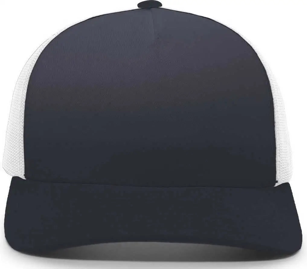 Pacific Headwear 105c 5-panel Trucker Snapback Cap - Navy White