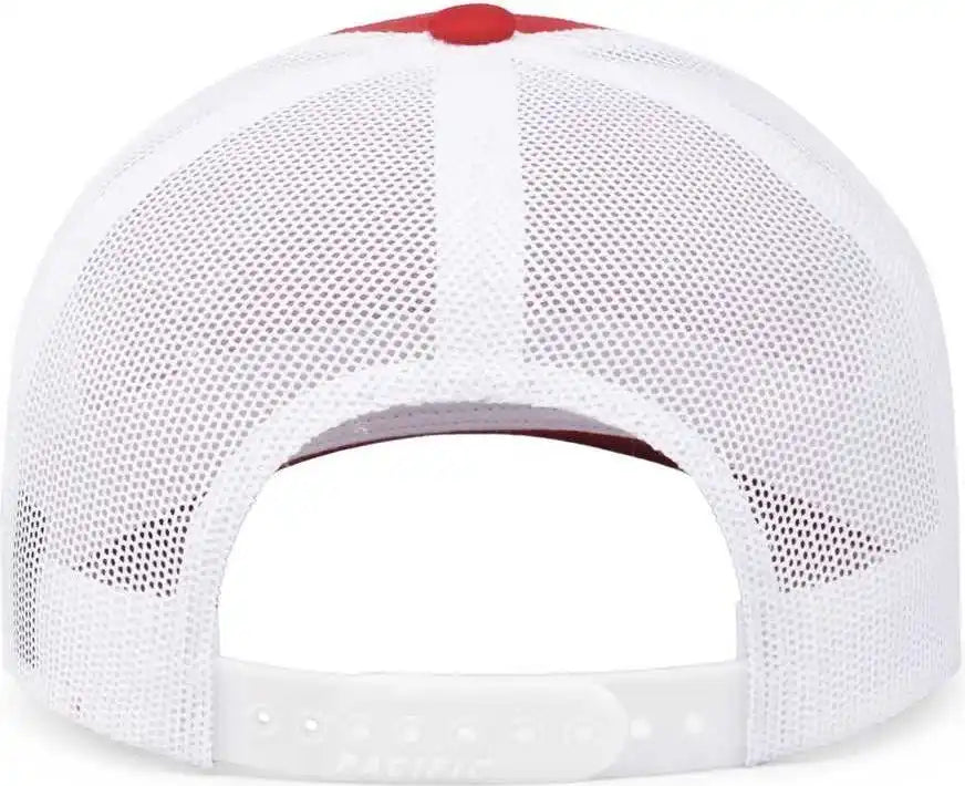 Pacific Headwear 105c 5 Panel Trucker Snapback Cap Red White / 7’’ 7 7/8’’