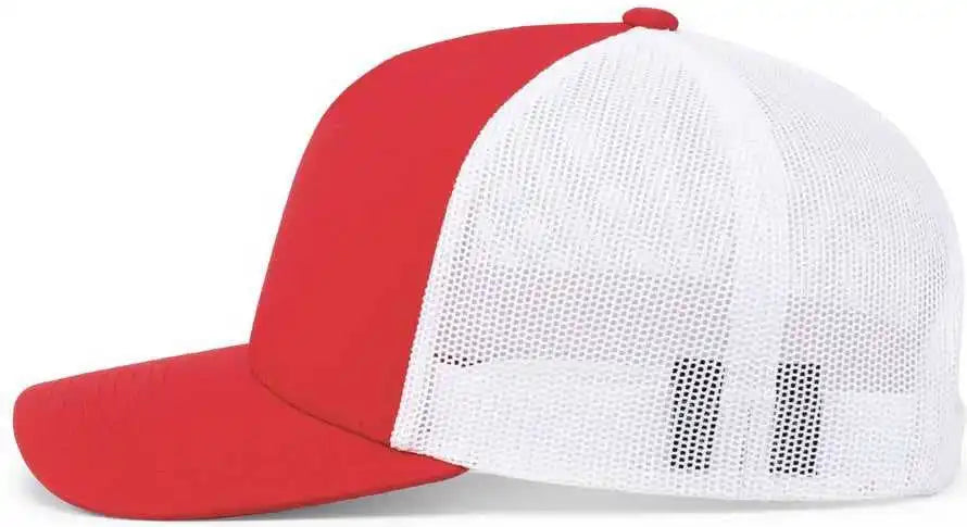Pacific Headwear 105c 5 Panel Trucker Snapback Cap Red White / 7’’ 7 7/8’’