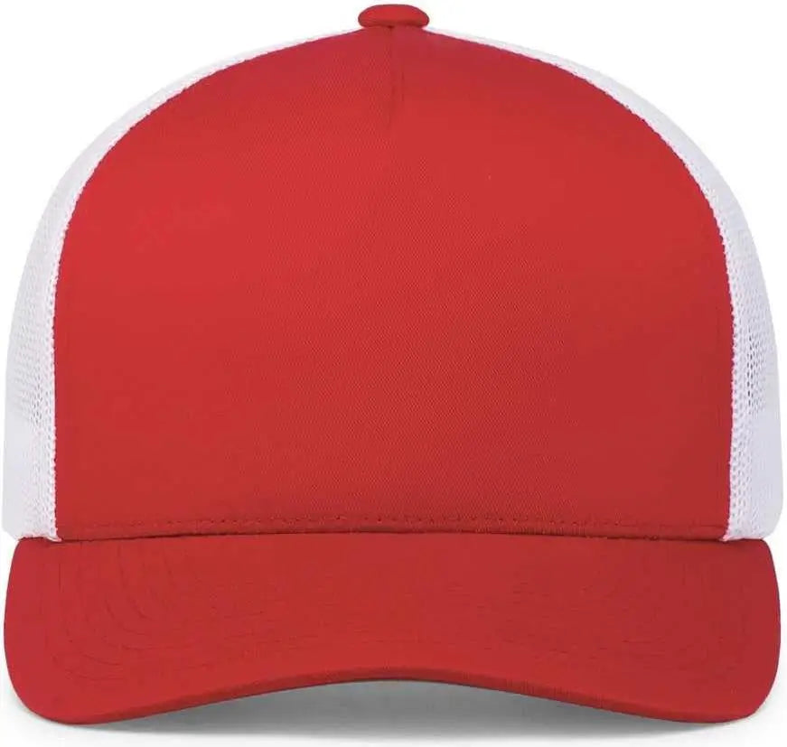 Pacific Headwear 105c 5-panel Trucker Snapback Cap - Red White - 7’’ - 7 7/8’’