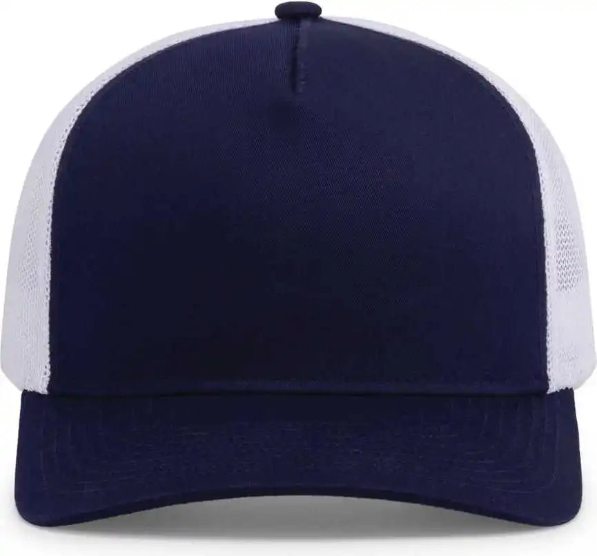 Pacific Headwear 105c 5 Panel Trucker Snapback Cap True Navy White / 7’’ 7 7/8’’