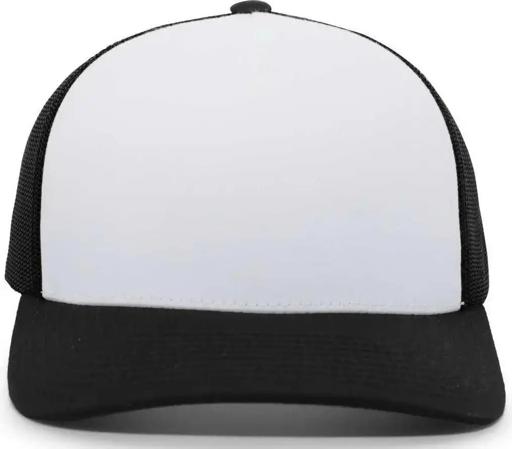 Pacific Headwear 105c 5 Panel Trucker Snapback Cap White Black / 7’’ 7 7/8’’