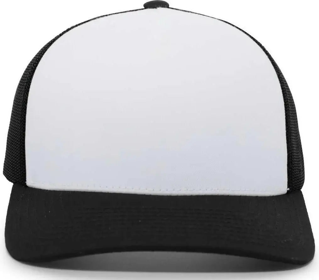 Pacific Headwear 105c 5-panel Trucker Snapback Cap - White Black - 7’’ - 7 7/8’’