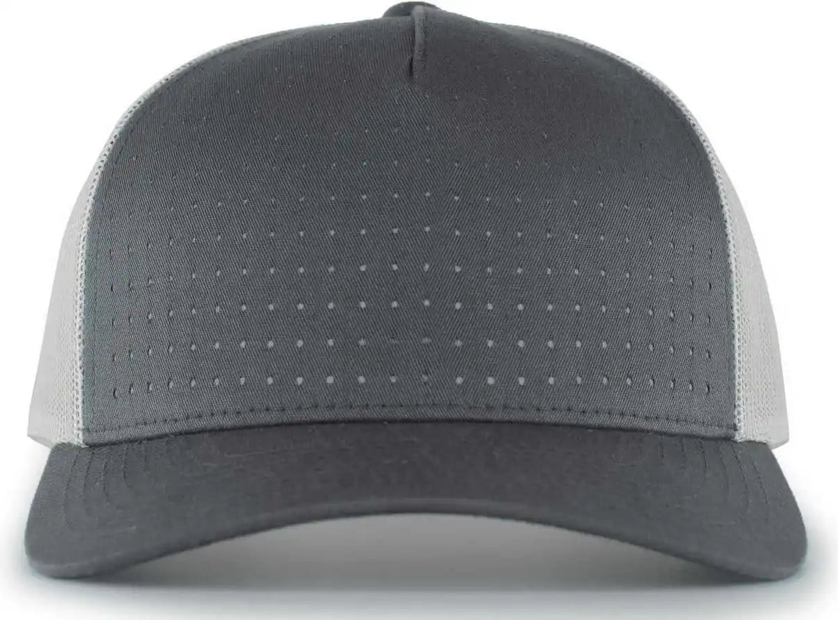 Pacific Headwear 105p Perforated 5 Panel Trucker Snapback Cap Graphite Silver Dark Gray Light / 7’’ 7 7/8’’