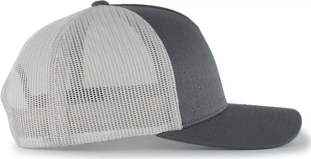 Pacific Headwear 105p Perforated 5 Panel Trucker Snapback Cap Graphite Silver Dark Gray Light / 7’’ 7 7/8’’