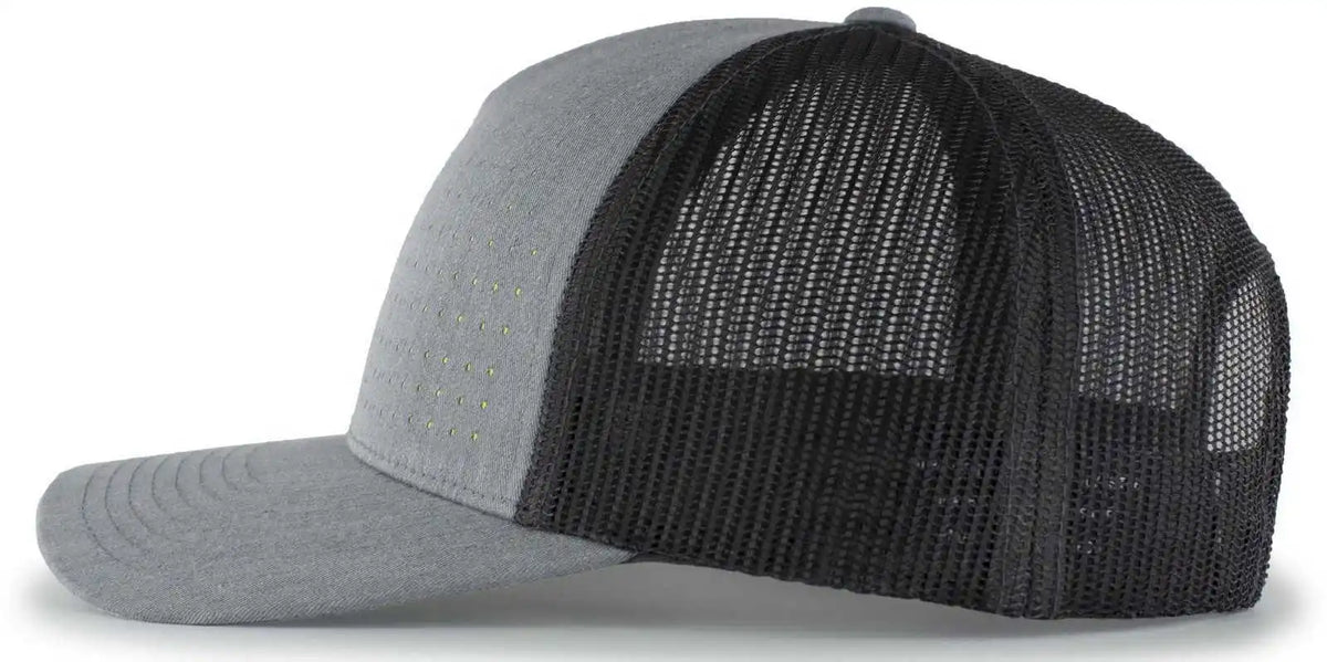 Pacific Headwear 105p Perforated 5-panel Trucker Snapback Cap - Heather Gray Light Charcoal Acid Green - 7’’ - 7 7/8’’