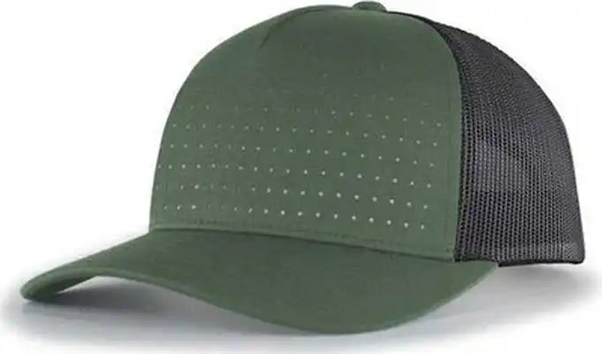 Pacific Headwear 105p Perforated 5-panel Trucker Snapback Cap - Army Light Charcoal White - Olive Dark Gray / 7’’ - 7