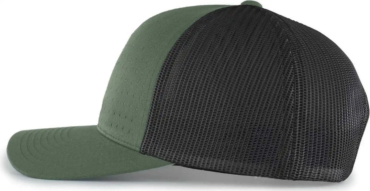 Pacific Headwear 105p Perforated 5-panel Trucker Snapback Cap - Army Light Charcoal White - Olive Dark Gray / 7’’ - 7