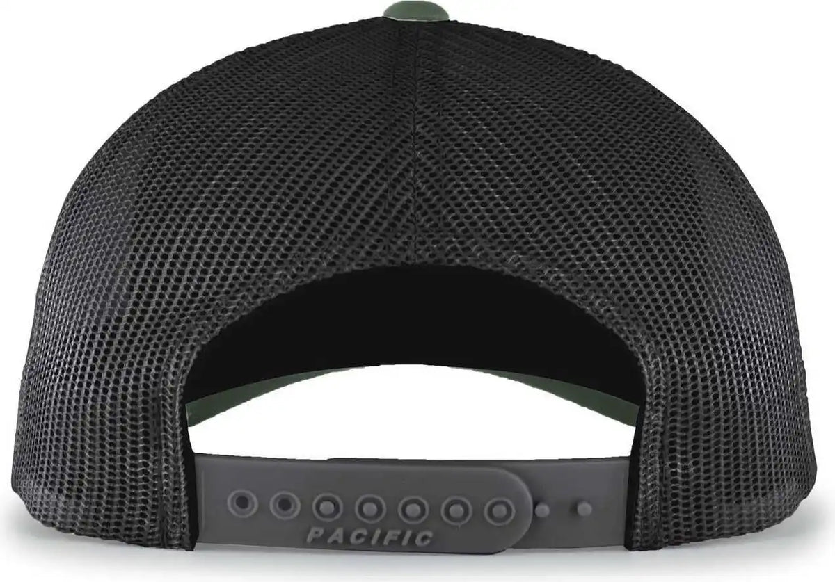 Pacific Headwear 105p Perforated 5-panel Trucker Snapback Cap - Army Light Charcoal White - Olive Dark Gray / 7’’ - 7