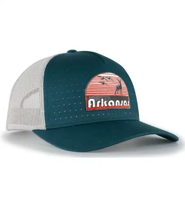 Pacific Headwear 105p Perforated 5 Panel Trucker Snapback Cap Black Red / 7’’ 7 7/8’’