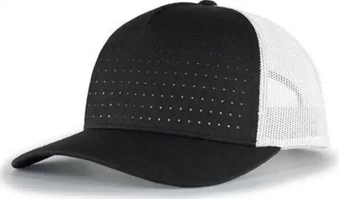 Pacific Headwear 105p Perforated 5 Panel Trucker Snapback Cap Black White / 7’’ 7 7/8’’