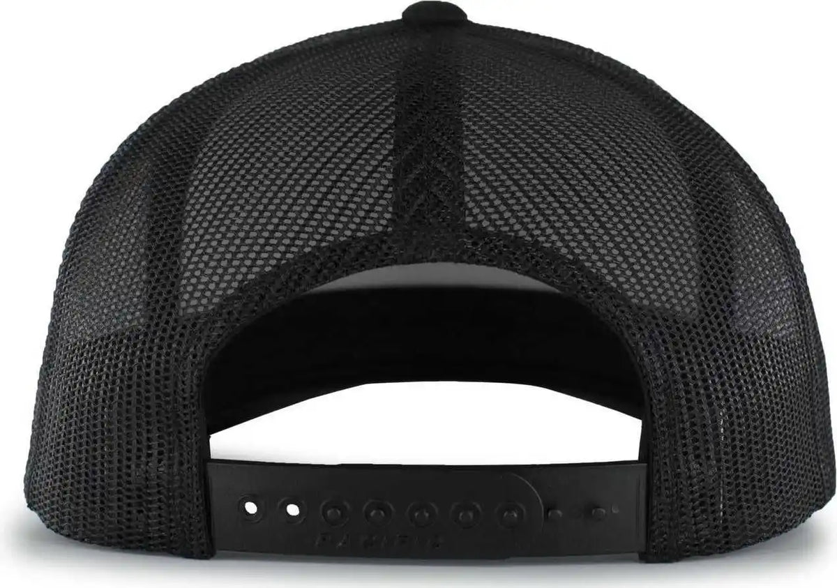 Pacific Headwear 105p Perforated 5 Panel Trucker Snapback Cap Black Reflective / 7’’ 7 7/8’’