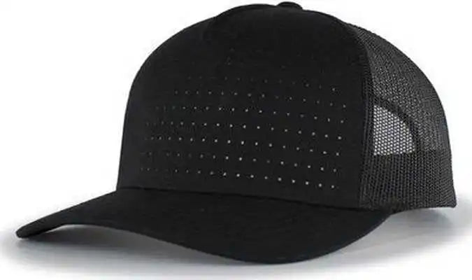 Pacific Headwear 105p Perforated 5 Panel Trucker Snapback Cap Black Reflective / 7’’ 7 7/8’’