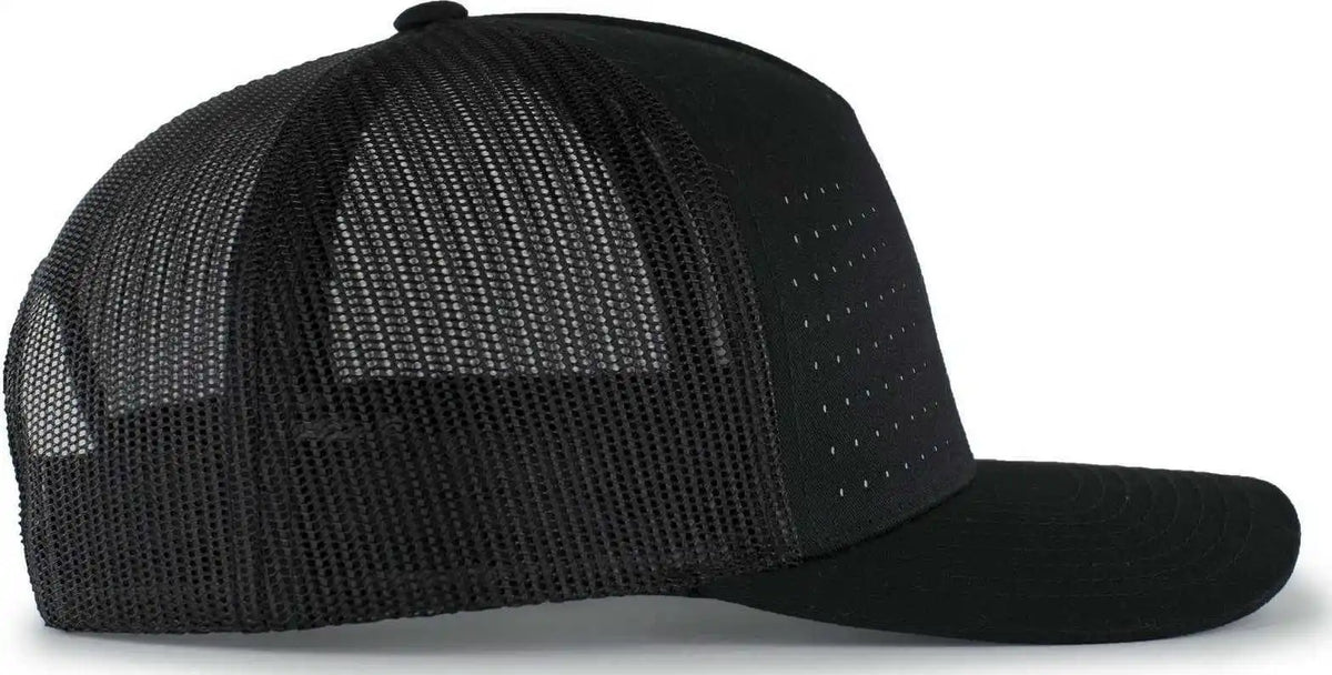 Pacific Headwear 105p Perforated 5 Panel Trucker Snapback Cap Black Reflective / 7’’ 7 7/8’’