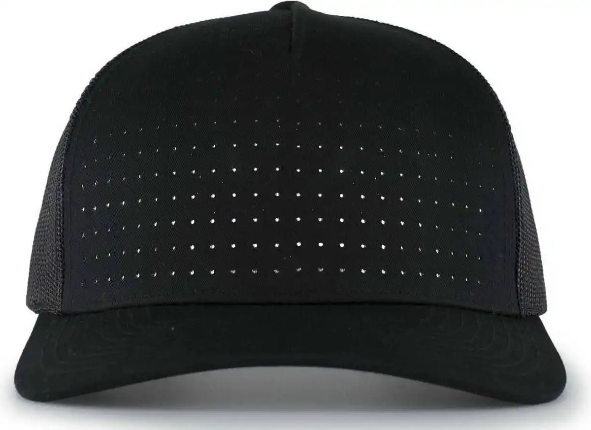 Pacific Headwear 105p Perforated 5 Panel Trucker Snapback Cap Black Reflective / 7’’ 7 7/8’’