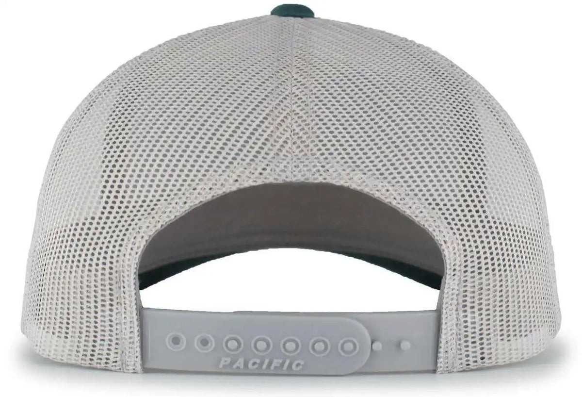 Pacific Headwear 105p Perforated 5-panel Trucker Snapback Cap - Deep Teal Silver - 7’’ - 7 7/8’’