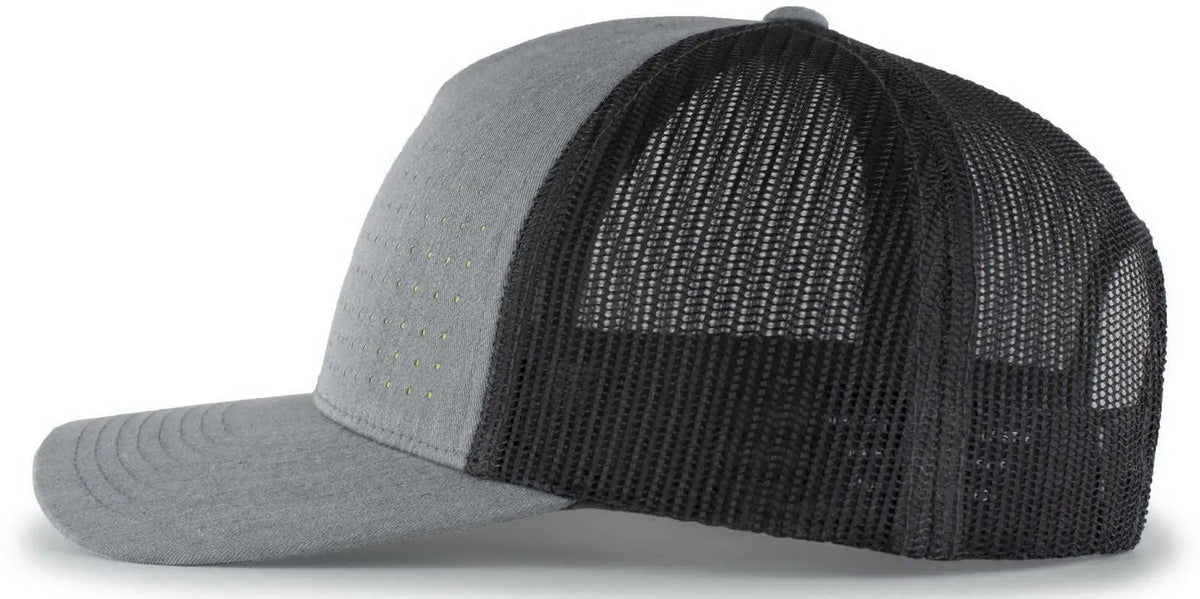 Pacific Headwear 105p Perforated 5-panel Trucker Snapback Cap - Heather Gray Light Charcoal Acid Green - 7’’ - 7 7/8’’