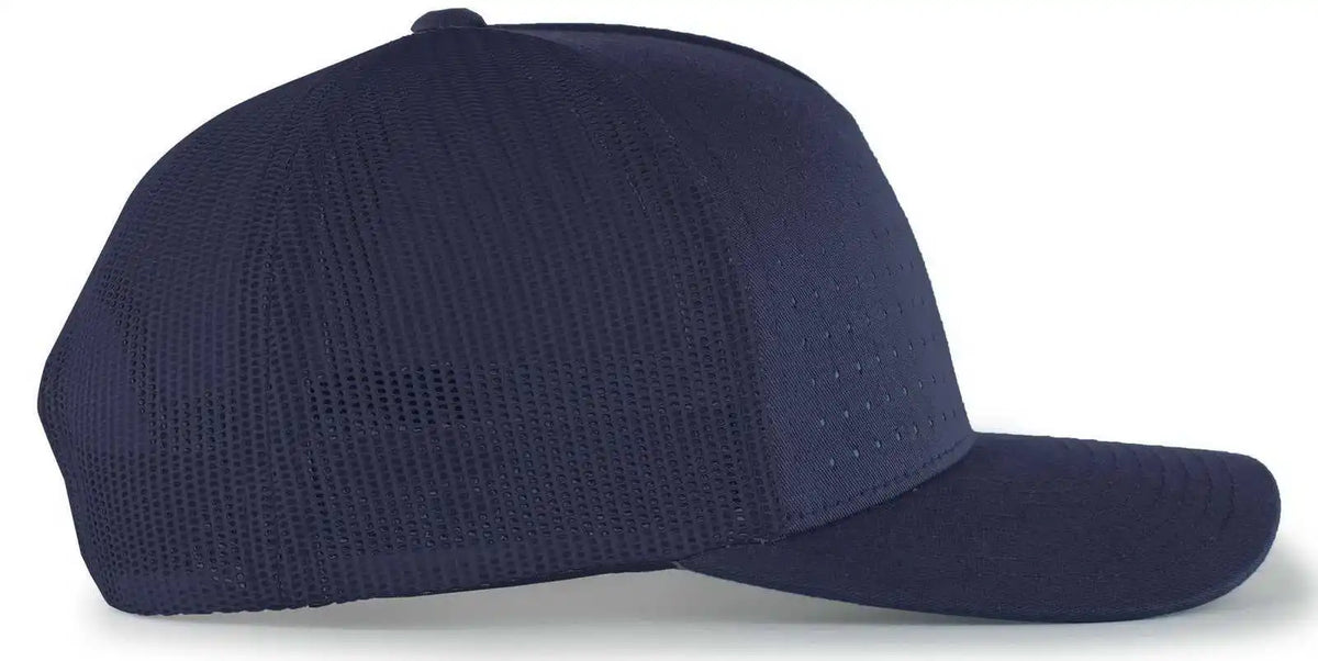 Pacific Headwear 105p Perforated 5-panel Trucker Snapback Cap - Navy - 7’’ - 7 7/8’’