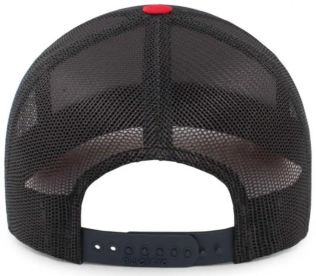 Pacific Headwear 105p Perforated 5 Panel Trucker Snapback Cap - Navy Red - 7’’ 7 7/8’’