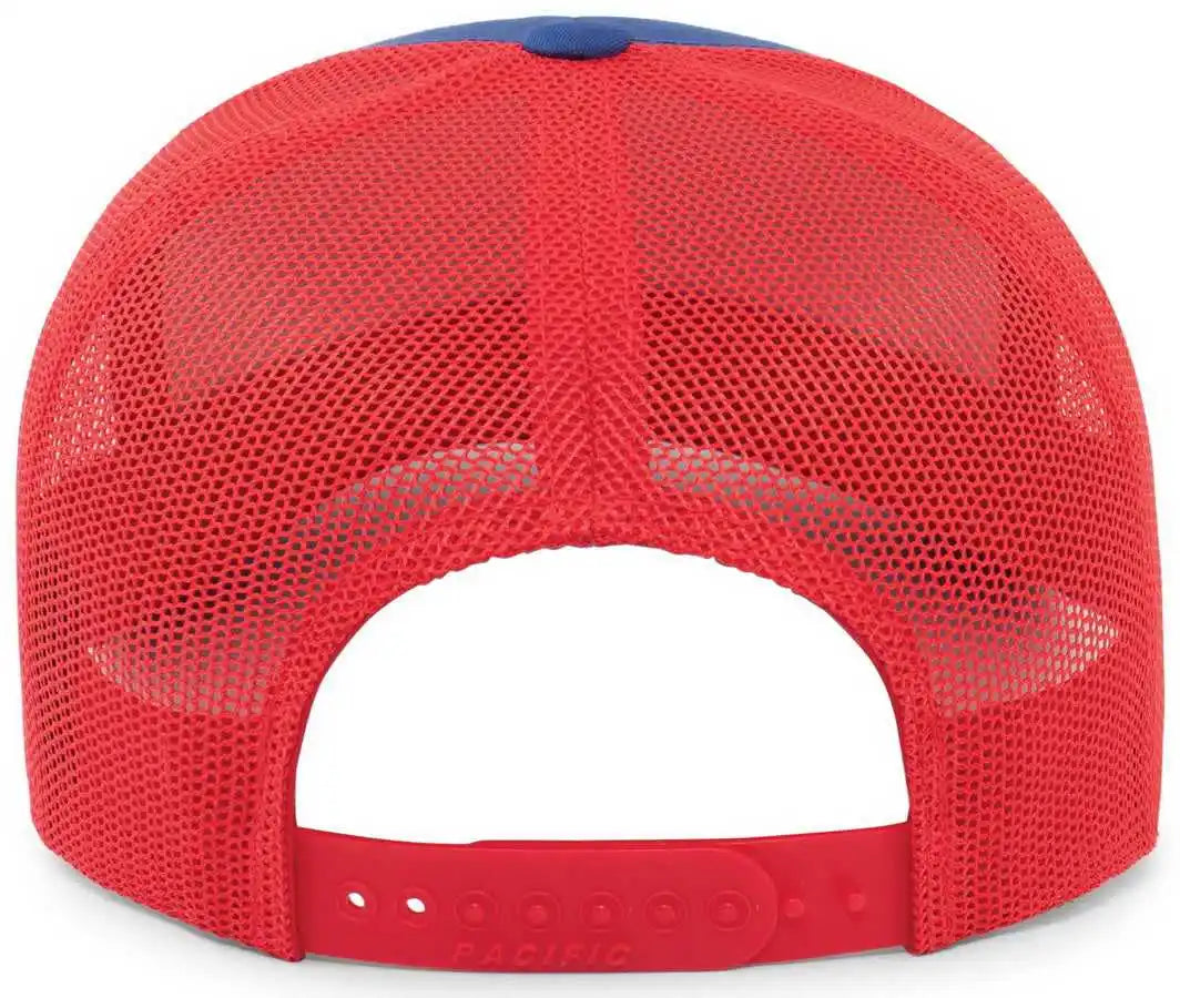 Pacific Headwear 105p Perforated 5 Panel Trucker Snapback Cap Royal Red / 7’’ 7 7/8’’