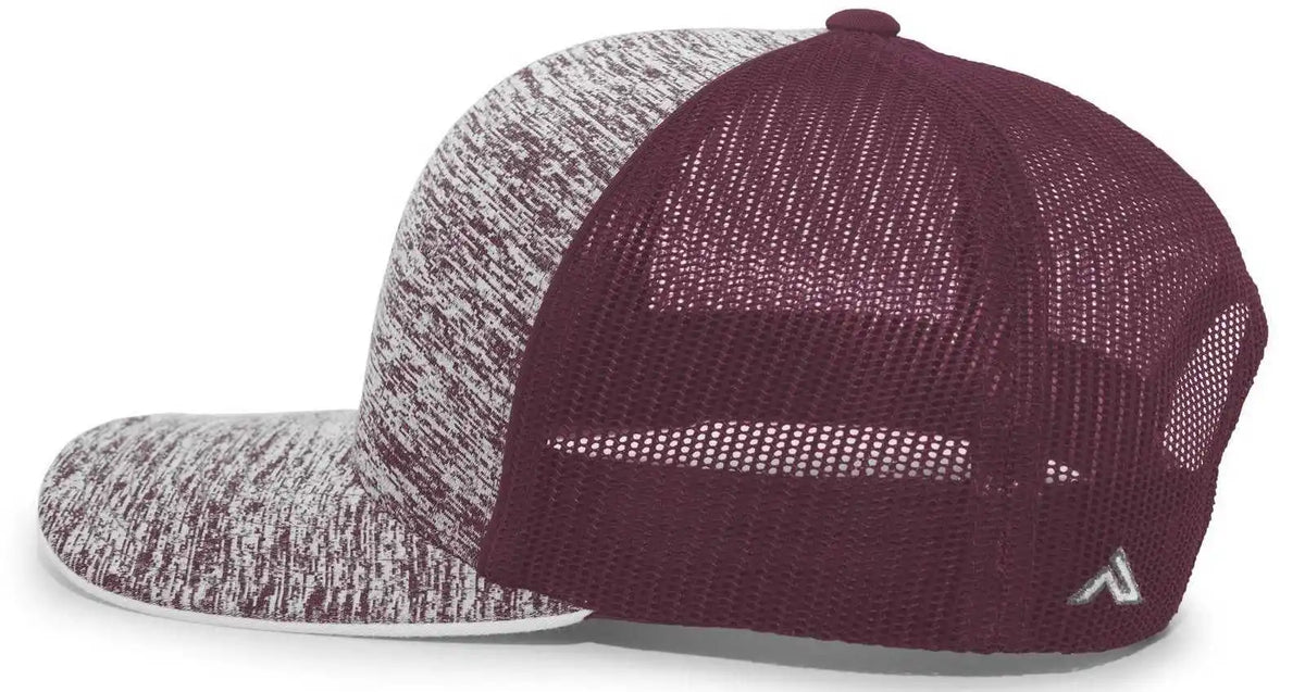 Pacific Headwear 106c Aggressive Heather Trucker Snapback Cap - Maroon - 7’’ - 7 7/8’’