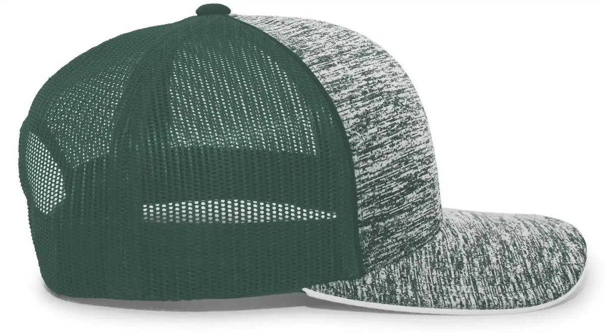 Pacific Headwear 106c Aggressive Heather Trucker Snapback Cap - Dark Green - Forest / 7’’ - 7 7/8’’