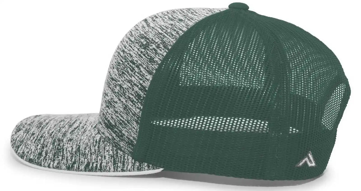 Pacific Headwear 106c Aggressive Heather Trucker Snapback Cap - Dark Green - Forest / 7’’ - 7 7/8’’