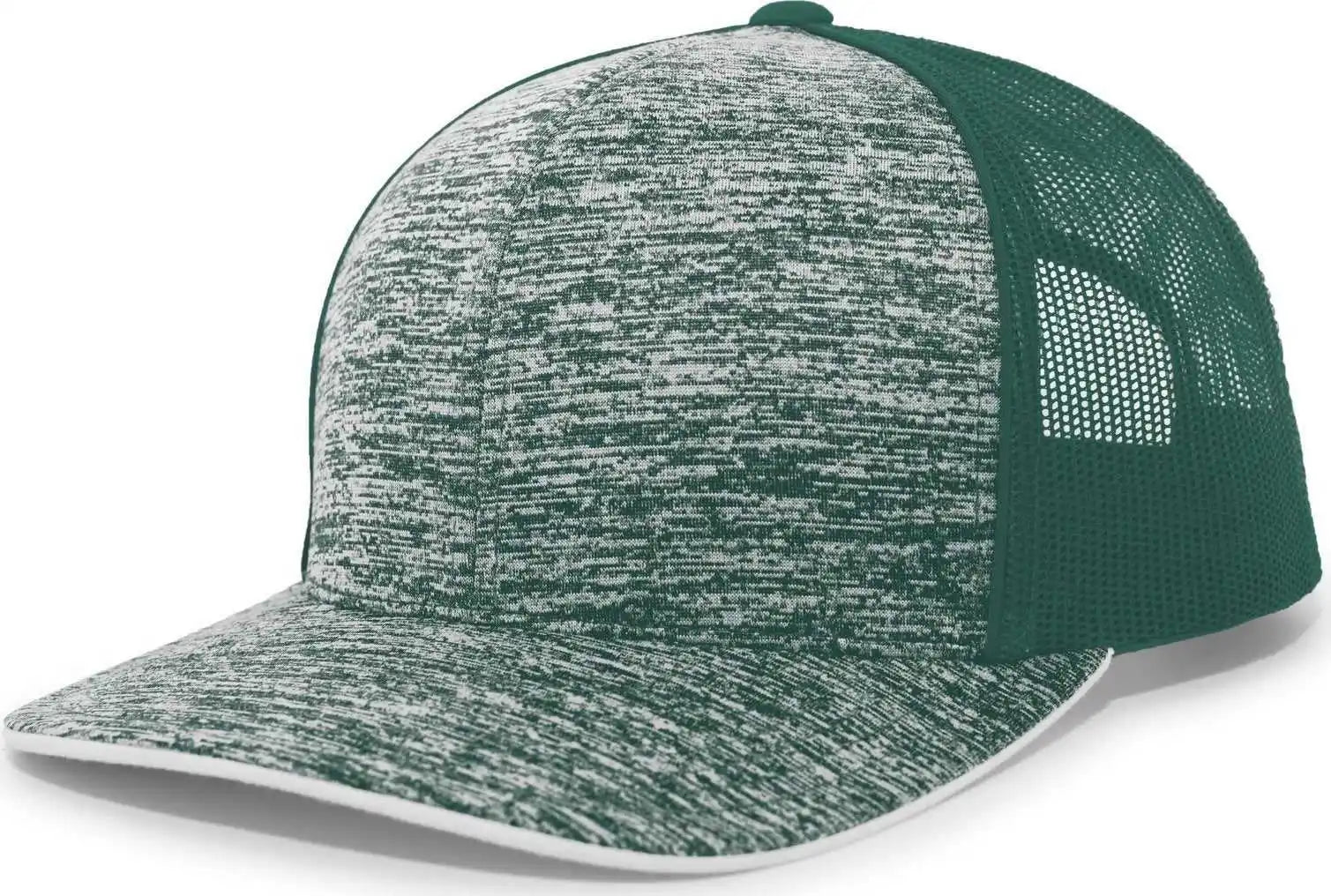 Pacific Headwear 106c Aggressive Heather Trucker Snapback Cap - Dark Green - Forest / 7’’ - 7 7/8’’