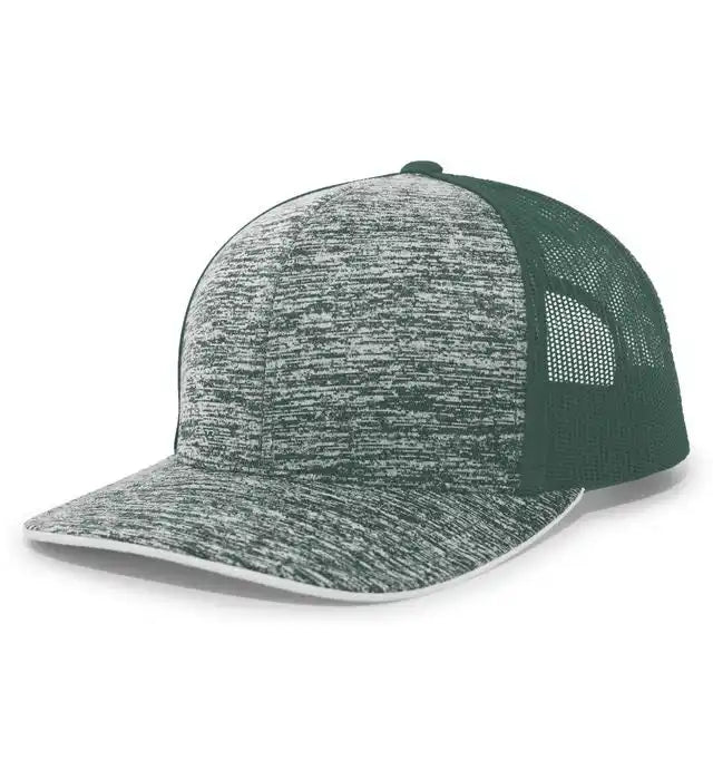 Pacific Headwear 106c Aggressive Heather Trucker Snapback Cap - Dark Green - Forest / 7’’ - 7 7/8’’