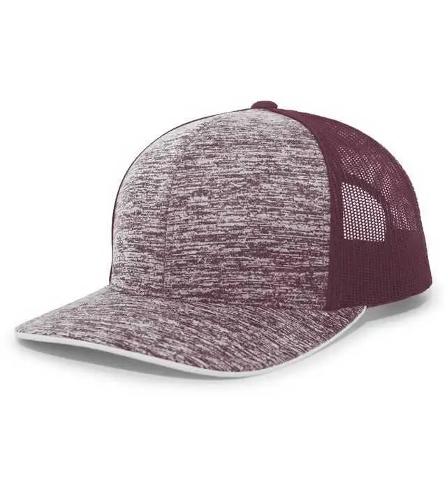 Pacific Headwear 106c Aggressive Heather Trucker Snapback Cap - Maroon - 7’’ - 7 7/8’’