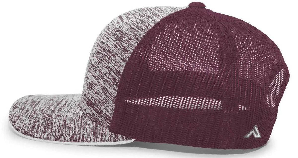 Pacific Headwear 106c Aggressive Heather Trucker Snapback Cap - Maroon - 7’’ - 7 7/8’’