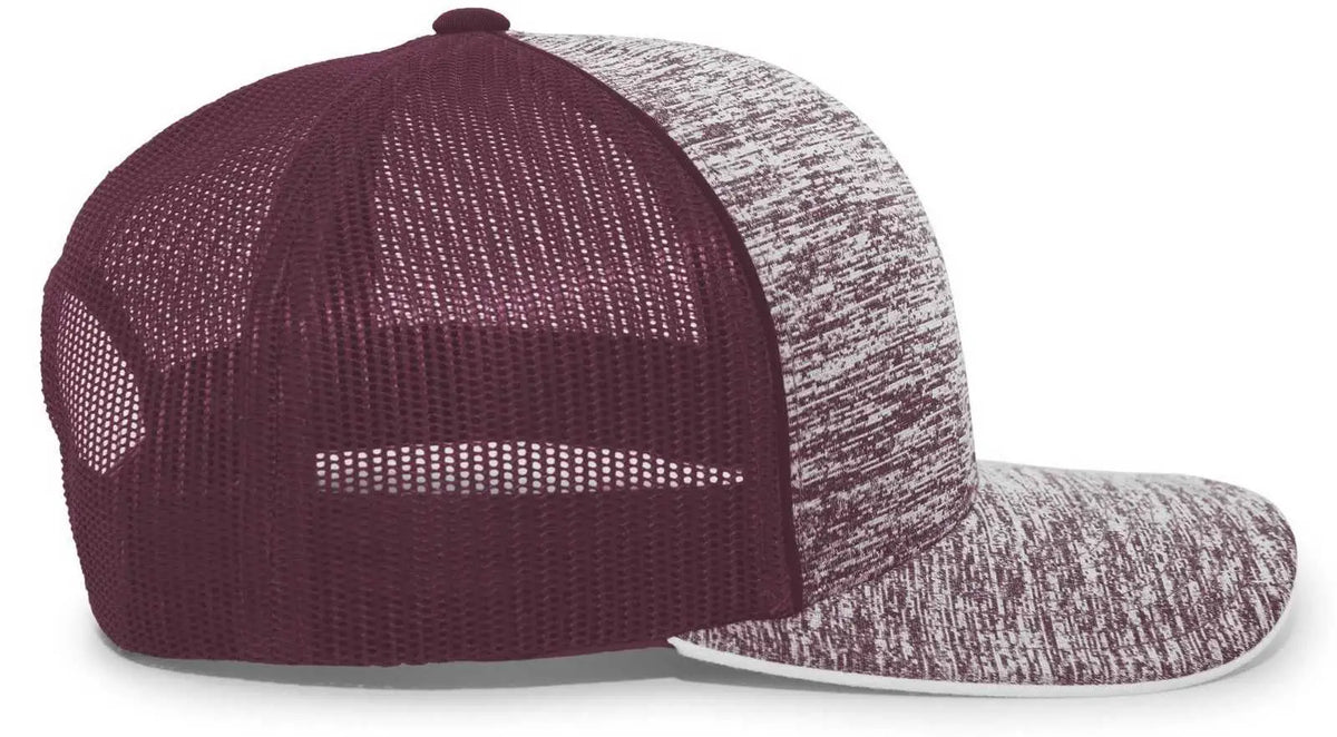 Pacific Headwear 106c Aggressive Heather Trucker Snapback Cap - Maroon - 7’’ - 7 7/8’’