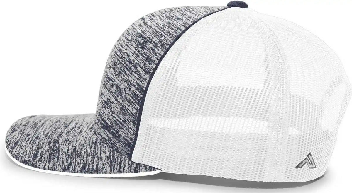 Pacific Headwear 106c Aggressive Heather Trucker Snapback Cap Navy White / 7’’ 7 7/8’’