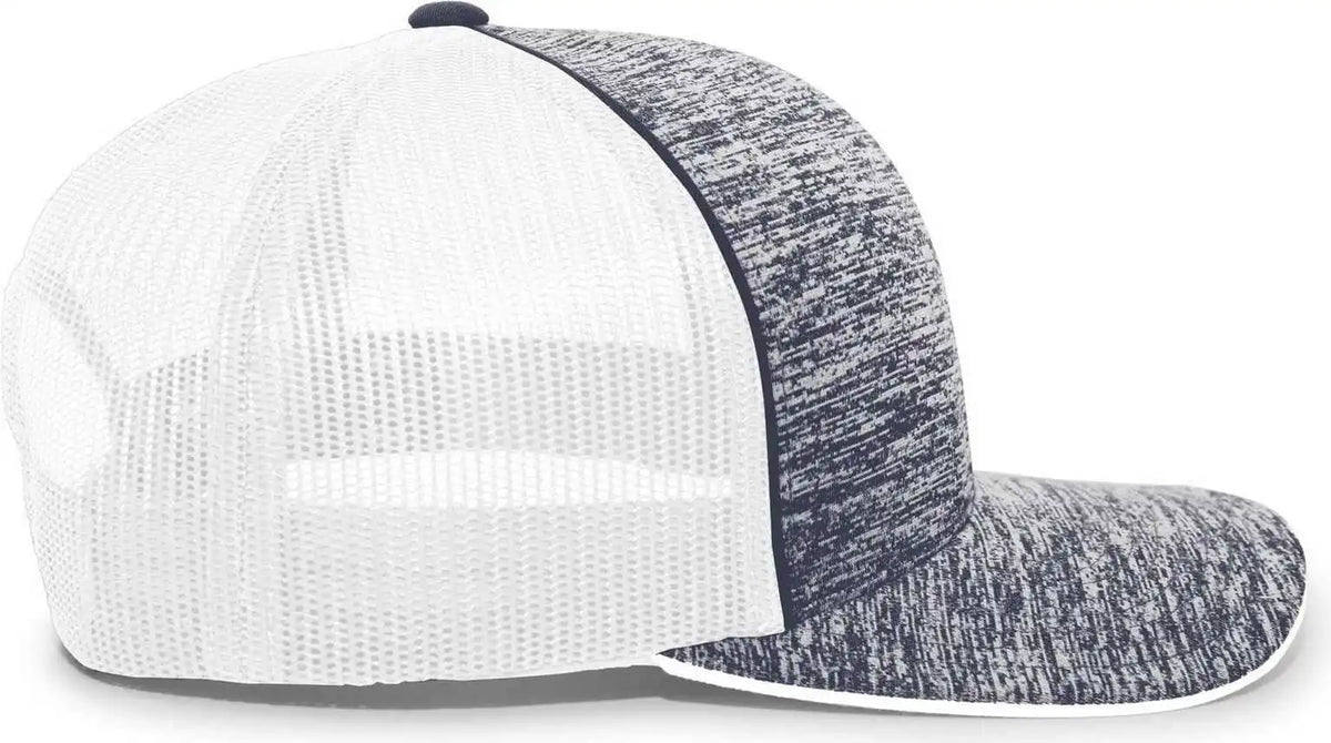 Pacific Headwear 106c Aggressive Heather Trucker Snapback Cap Navy White / 7’’ 7 7/8’’