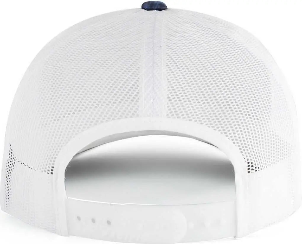 Pacific Headwear 107c Elements Agua Camo Trucker Snapback Cap - Bluefin White - Mossy Oak / 7’’ - 7 7/8’’