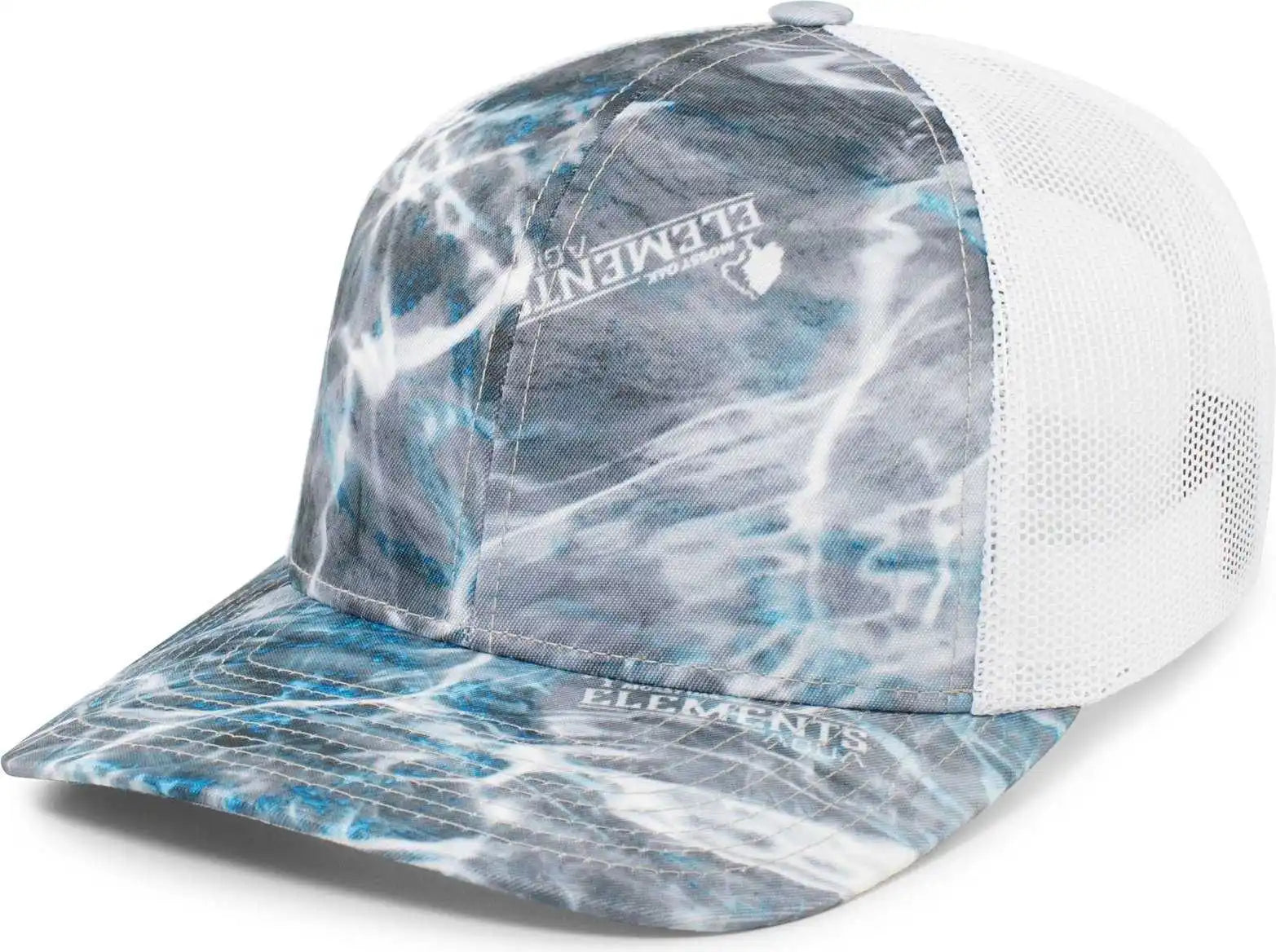 Pacific Headwear 107c Mossy Oak Trucker Snapback - Elements Agua Steelhead White - 7’’ 7 7/8’’
