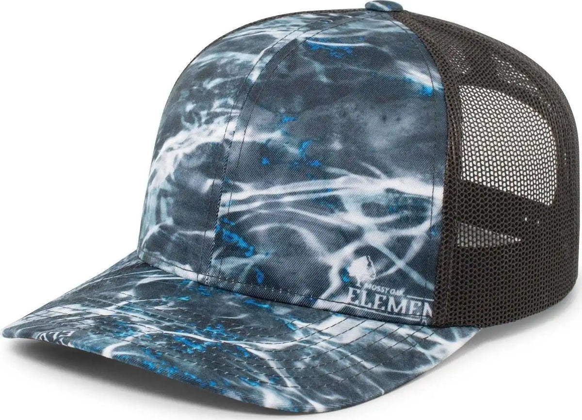 Pacific Headwear 107c Mossy Oak Trucker Snapback - Elements Agua Blackfin Lt Charcoal - Gray / 7’’ 7 7/8’’