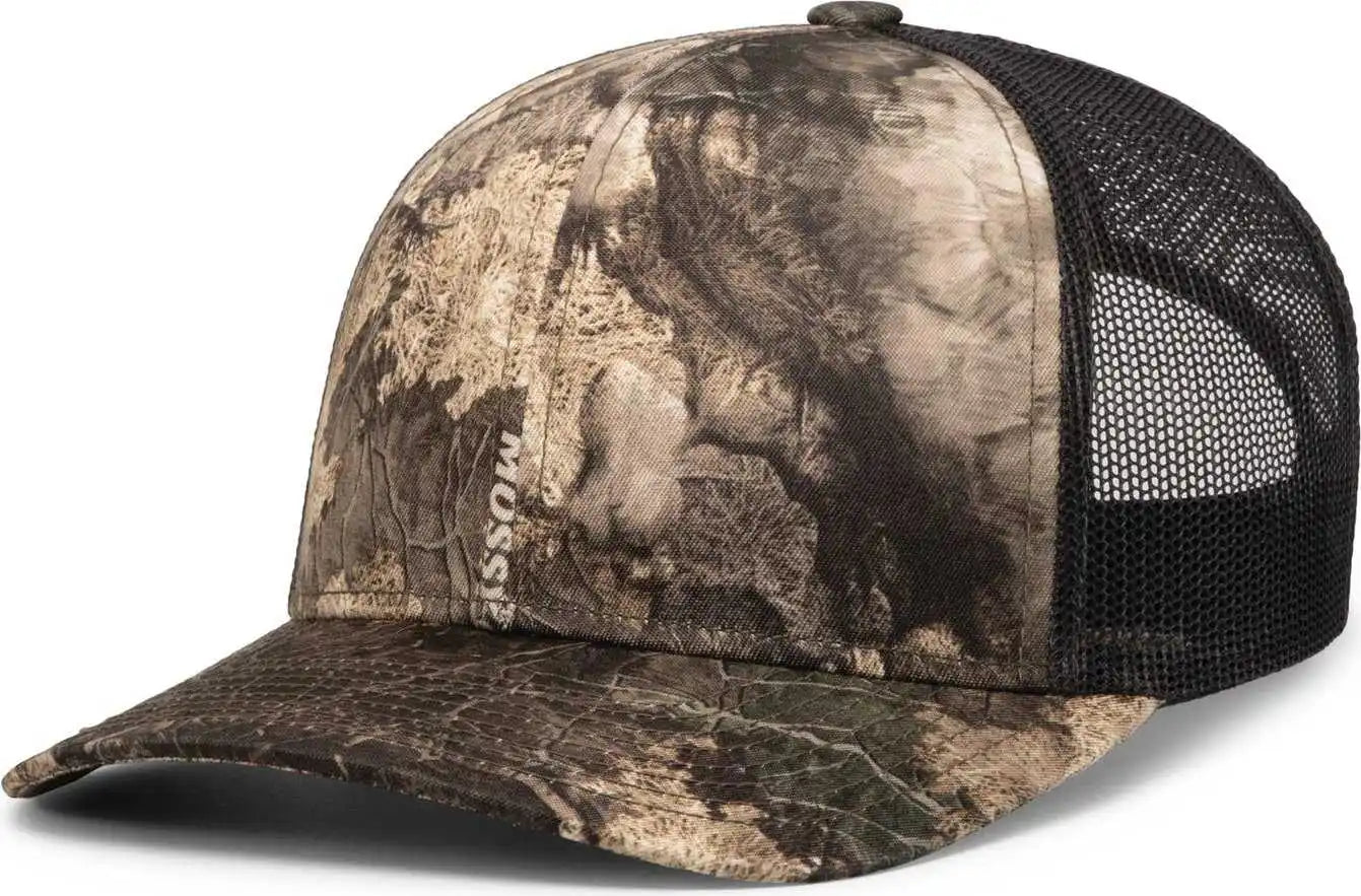 Pacific Headwear 108c Camo Snapback Trucker Cap - Terra Bayou Light Charcoal - Mossy Oak Dark Gray / 7’’ 7 7/8’’