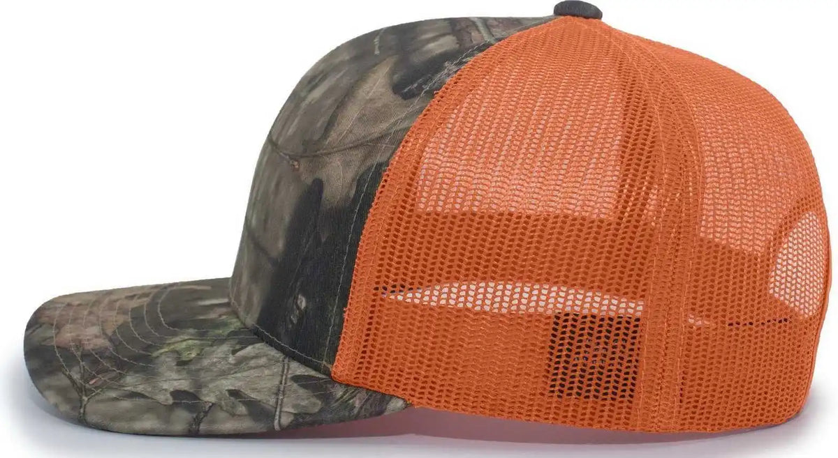 Pacific Headwear 108c Camo Trucker Snapback Cap Break Up Country Orange Mossy Oak / 7’’ 7 7/8’’